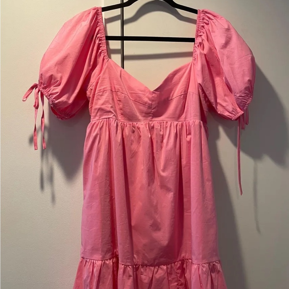Boutique Pink Puff Sleeve Mini Dress